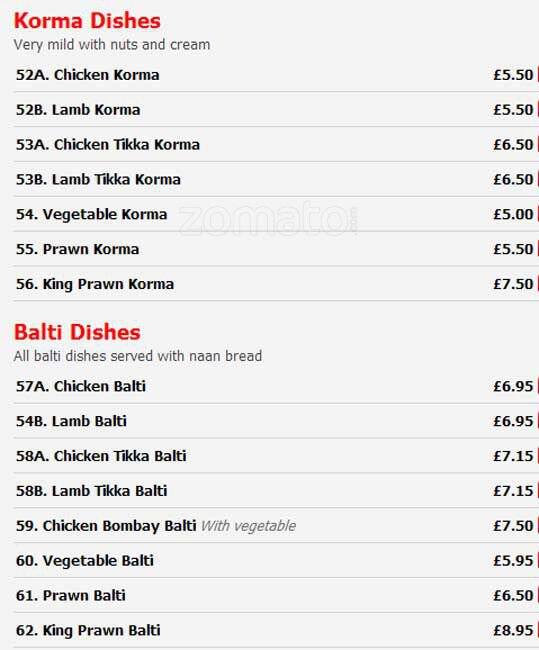 Pakora menu