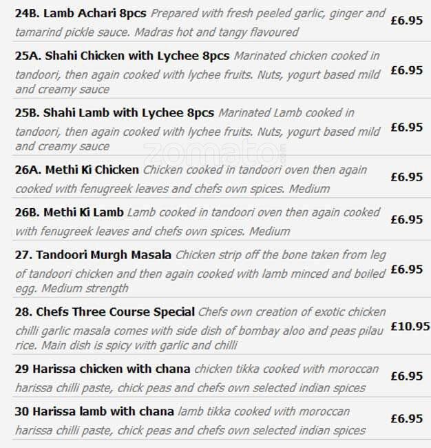 Pakora menu