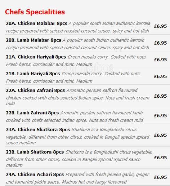 Pakora menu