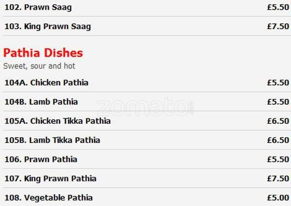 Pakora menu