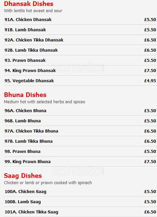 Pakora menu