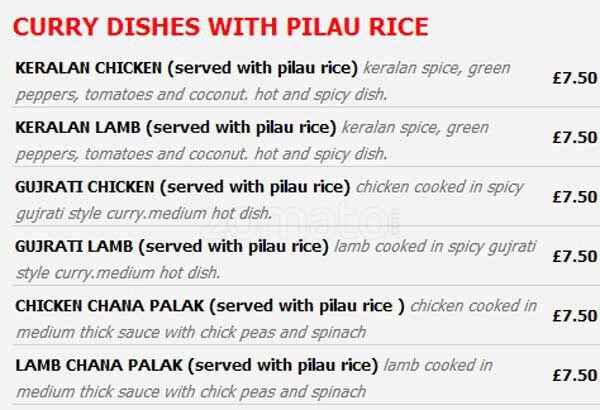 Pakora menu