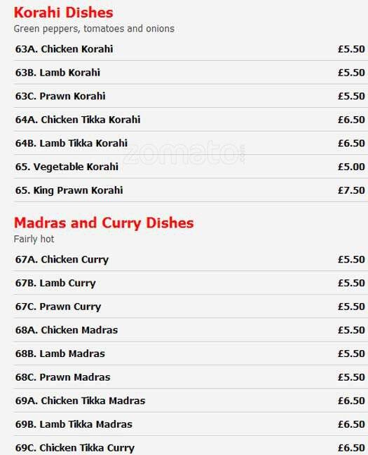 Pakora menu