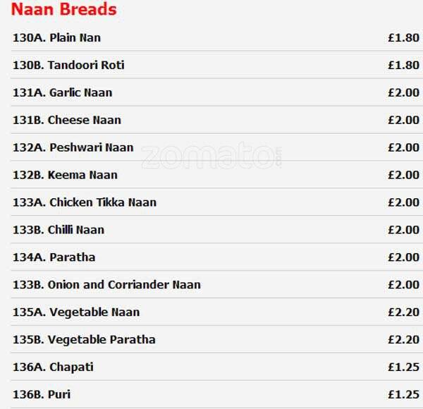 Pakora menu