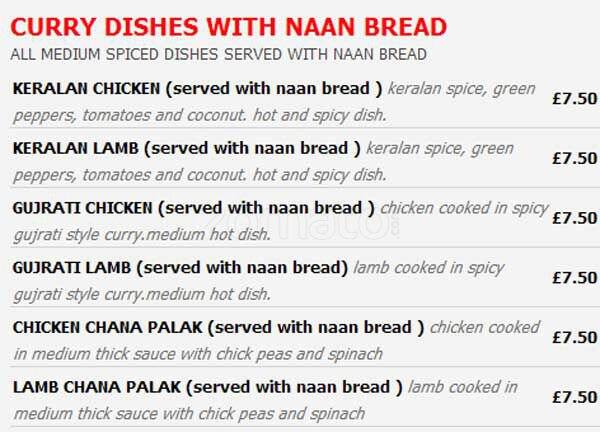 Pakora menu