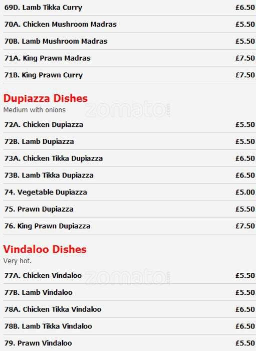 Pakora menu