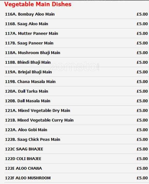 Pakora menu