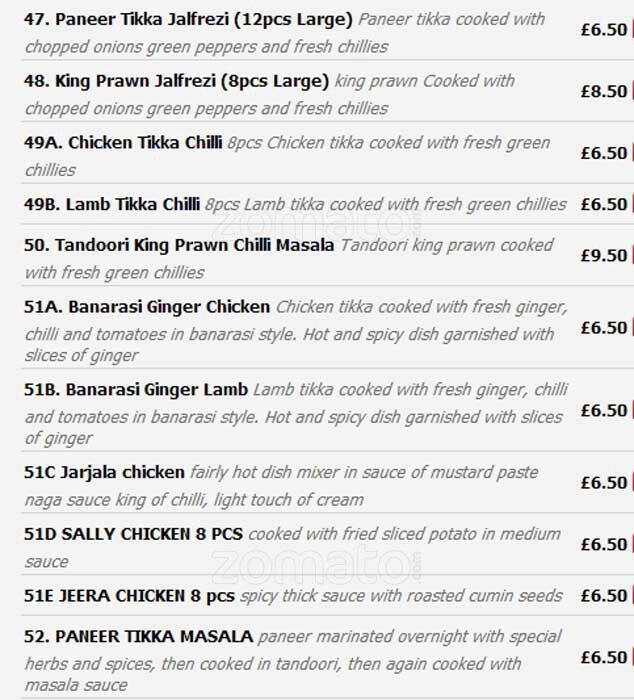 Pakora menu