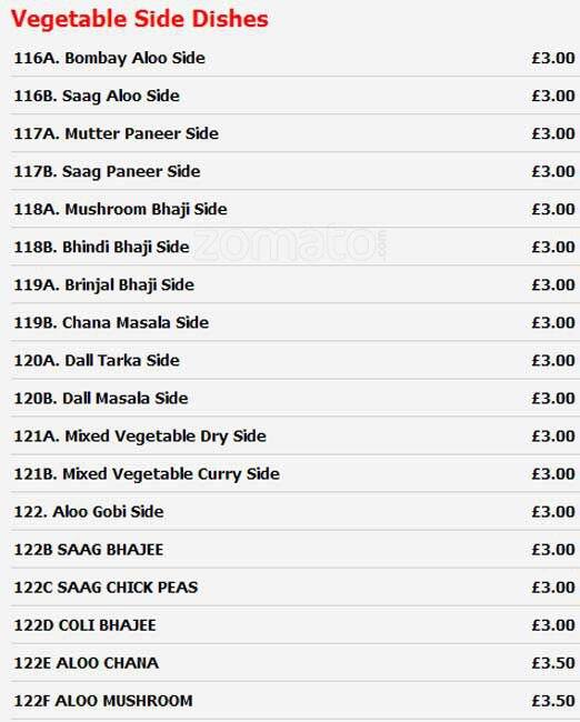 Pakora menu