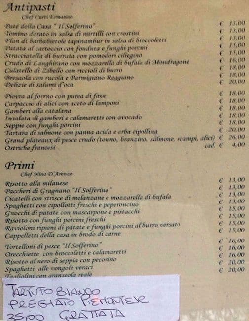 Menu di Solferino 