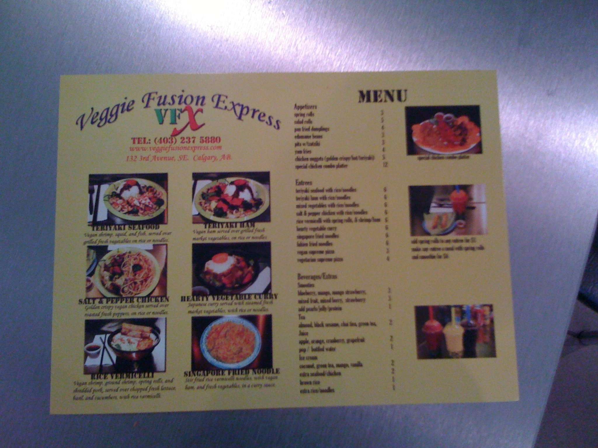 Veggie Fusion Express menu