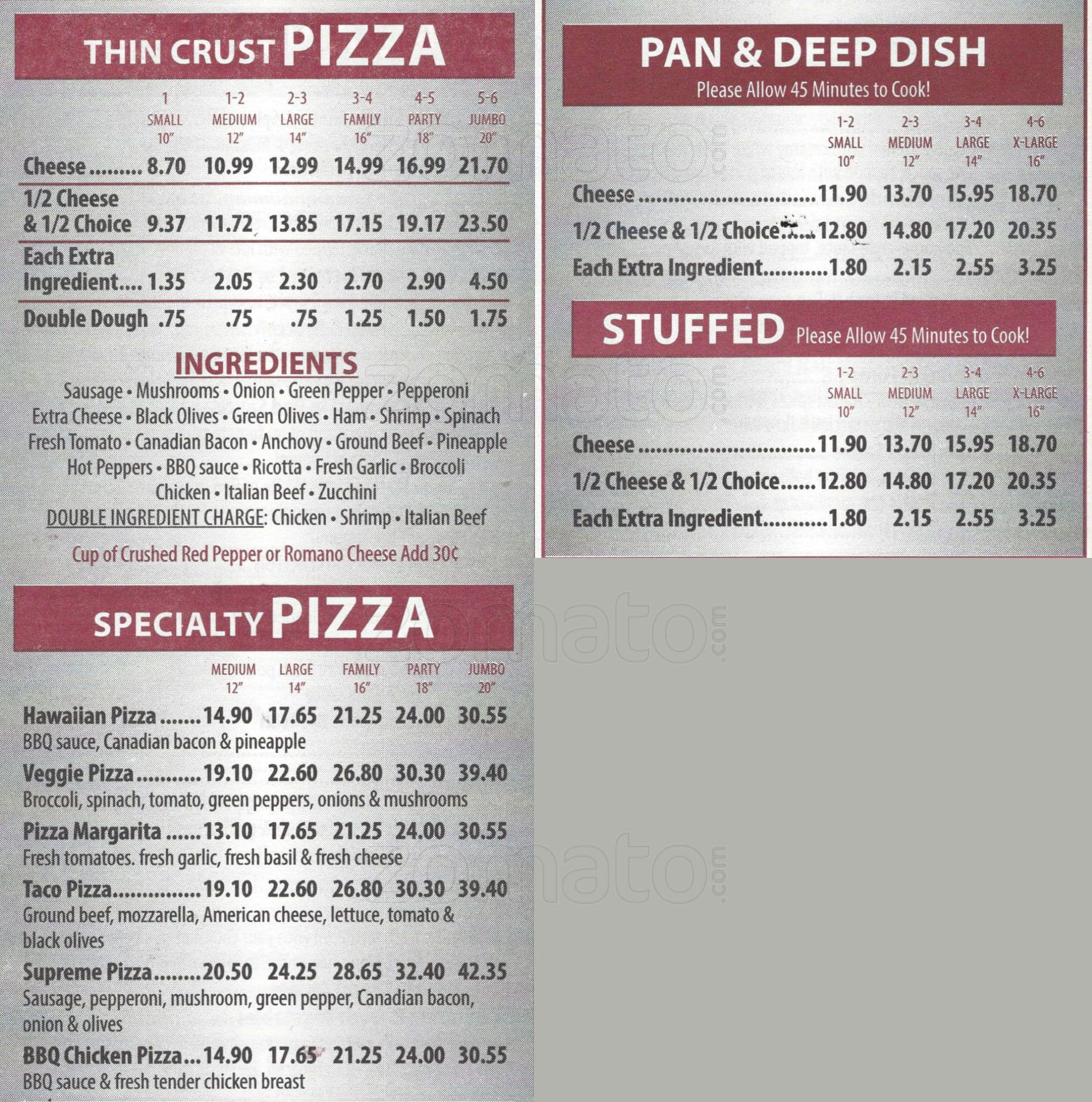 Online Menu of Dannys Italian Pizza & Beef Restaurant, Brookfield