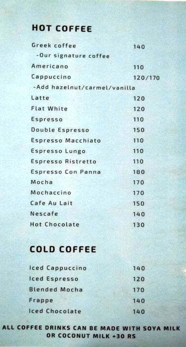Udai Art Cafe menu