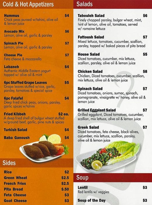 pita cafe menu