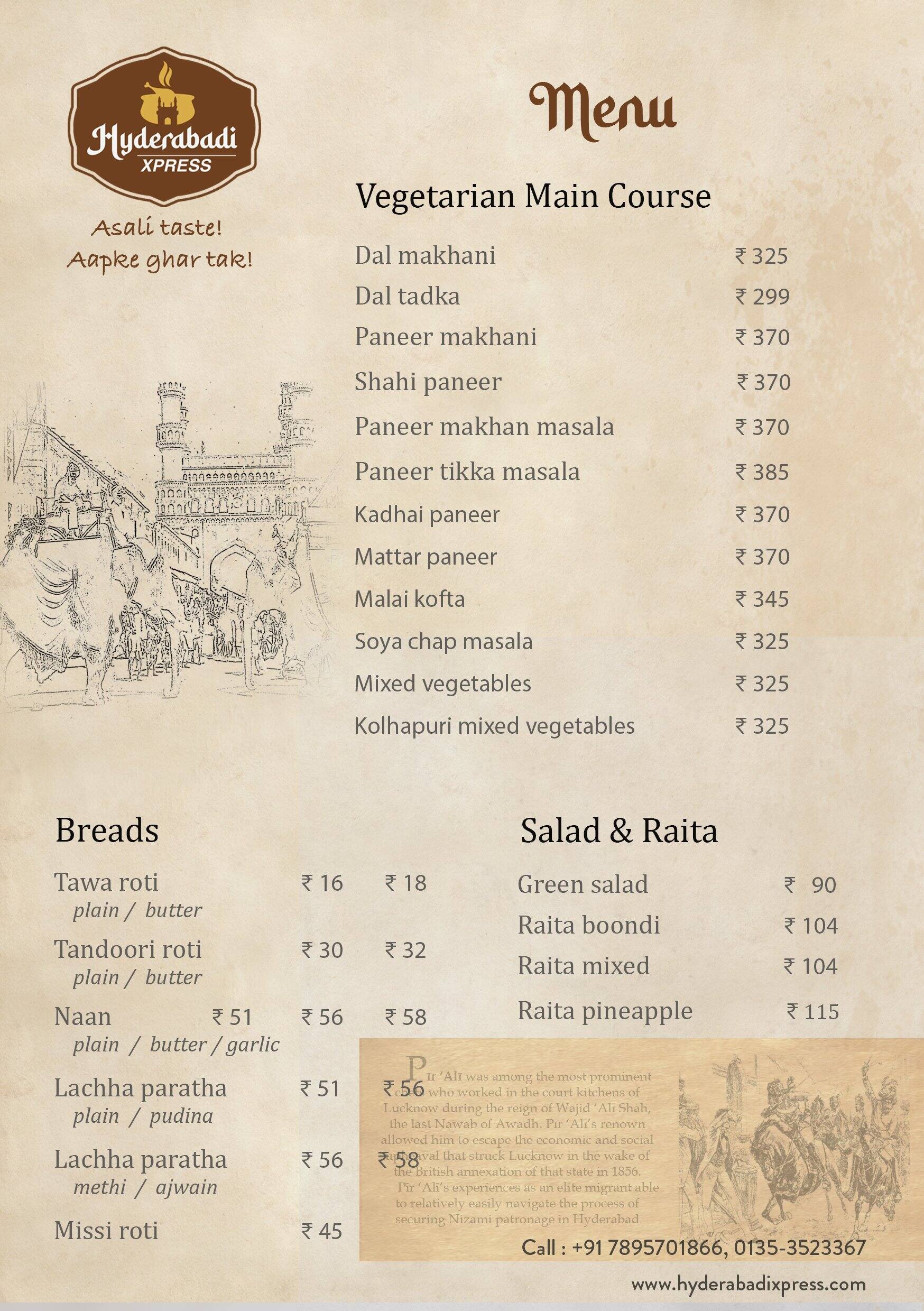 Hyderabadi Xpress menu