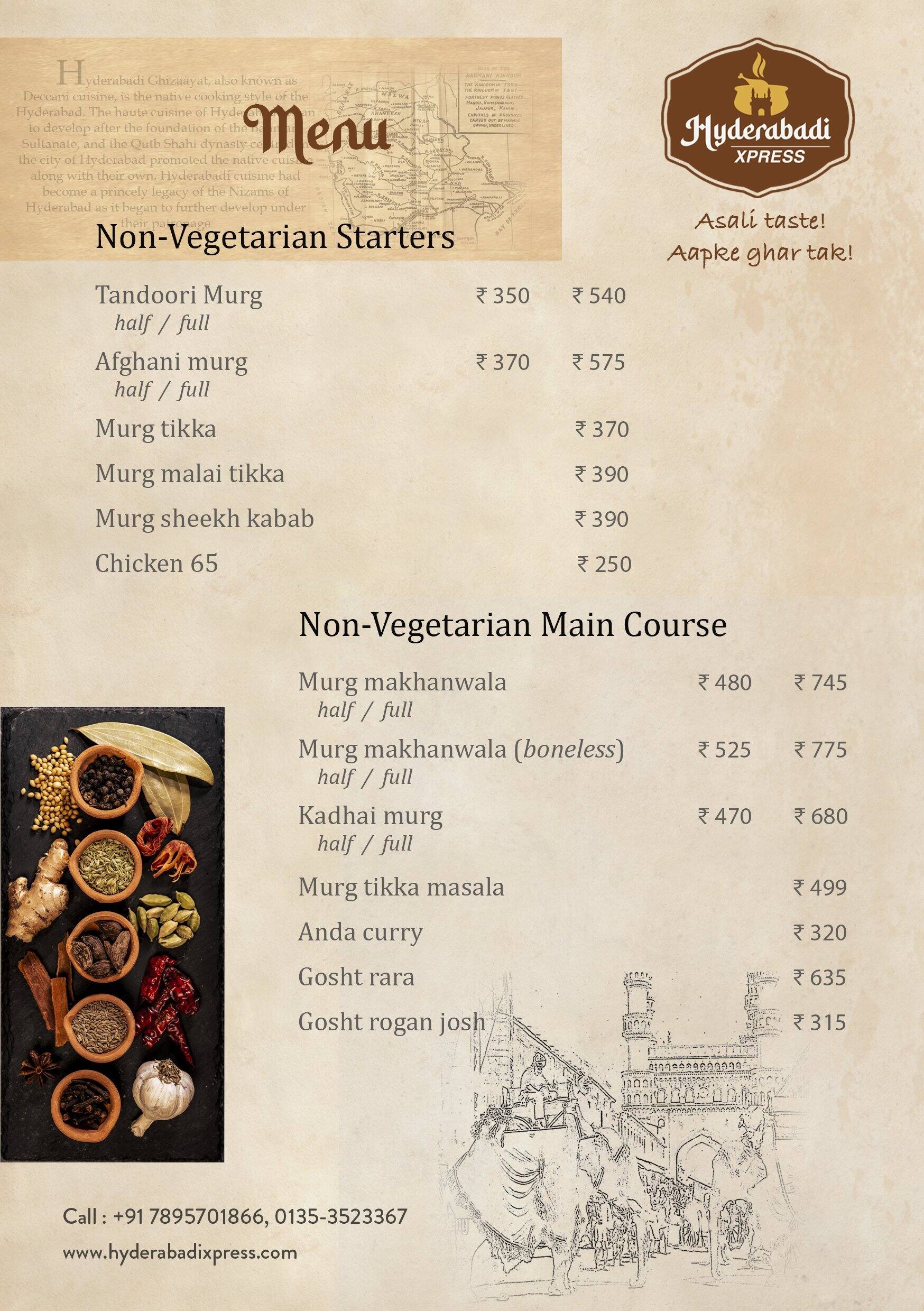 Hyderabadi Xpress menu