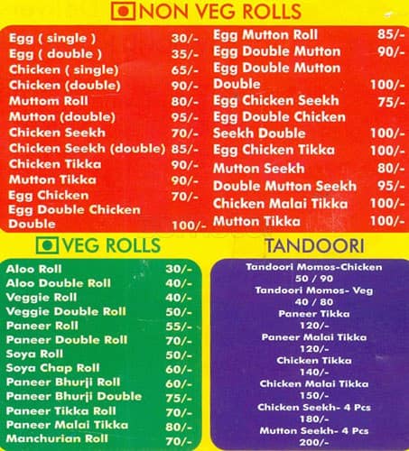 Chowringhee menu