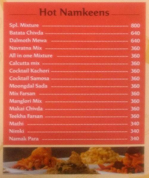 Brijwasi Sweets menu