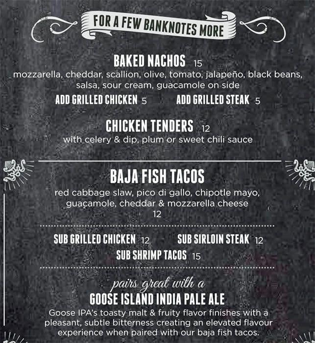 Banknote Bar menu