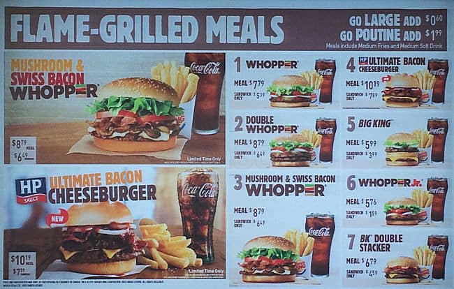 Burger King Menu Menu For Burger King Scarborough Toronto