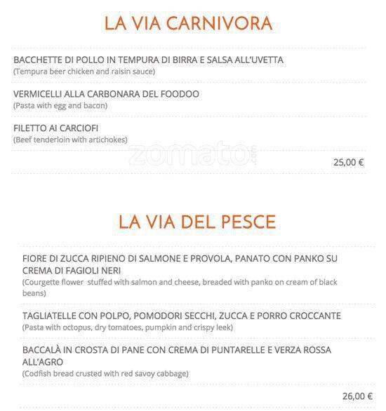 Menu di Foodoo Botanic Bistrot 