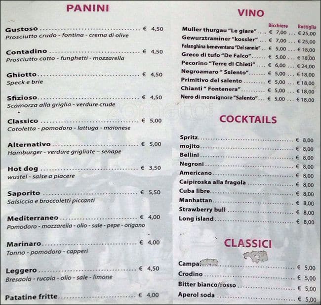 Menu di Il Maratoneta 