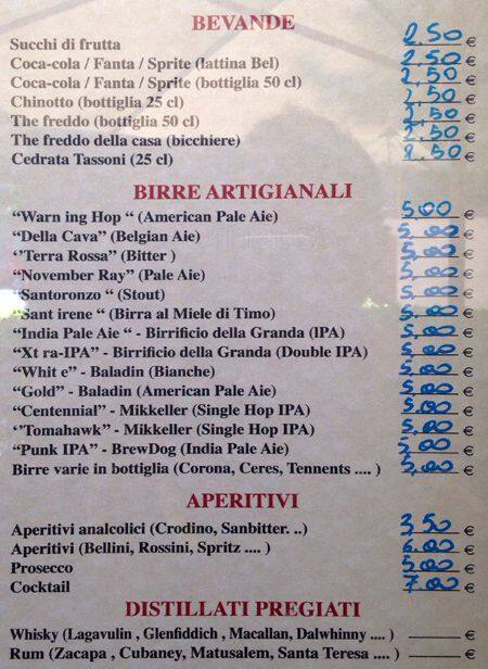 Menu di Bar Mastandrea 