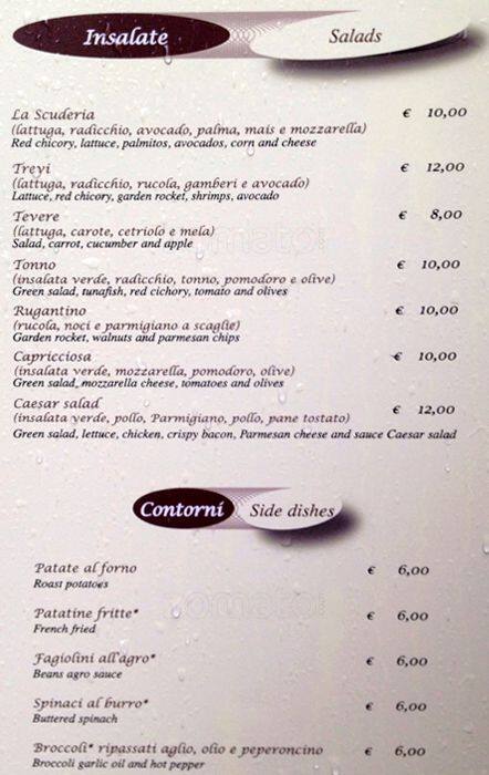 Menu di La Scuderia 