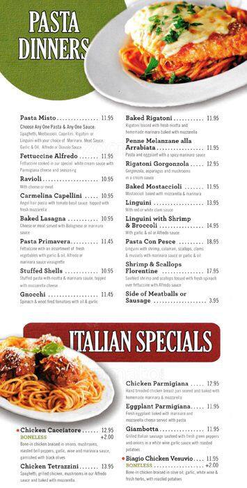 Suparossa menu