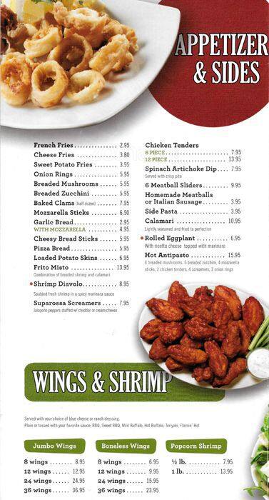 Suparossa menu