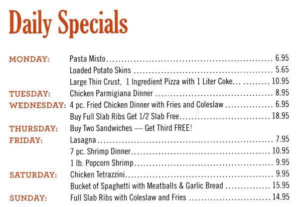Suparossa menu