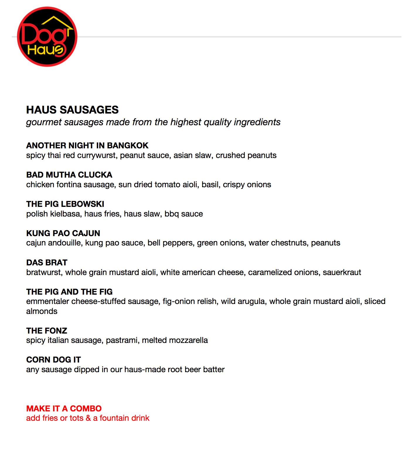 Menu at Dog Haus Santa Ana restaurant, Santa Ana