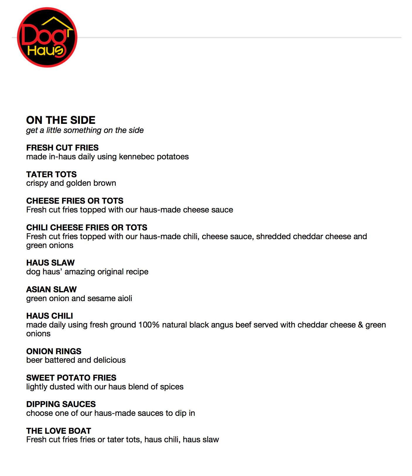 Menu at Dog Haus Santa Ana restaurant, Santa Ana