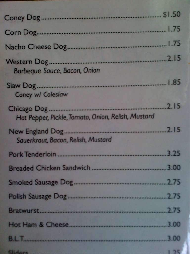 Menu at Coney Dog Cafe, New Haven, 357 Lincoln Hwy