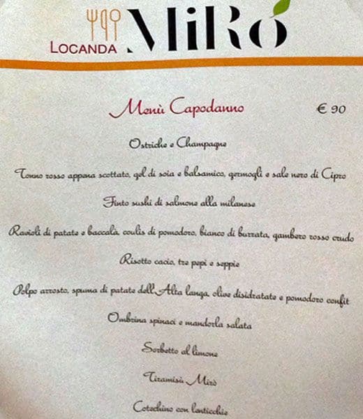 Menu di Mirò 