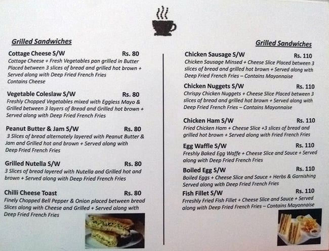 Corner Cafe Menu Menu For Corner Cafe Sector 3 Salt Lake