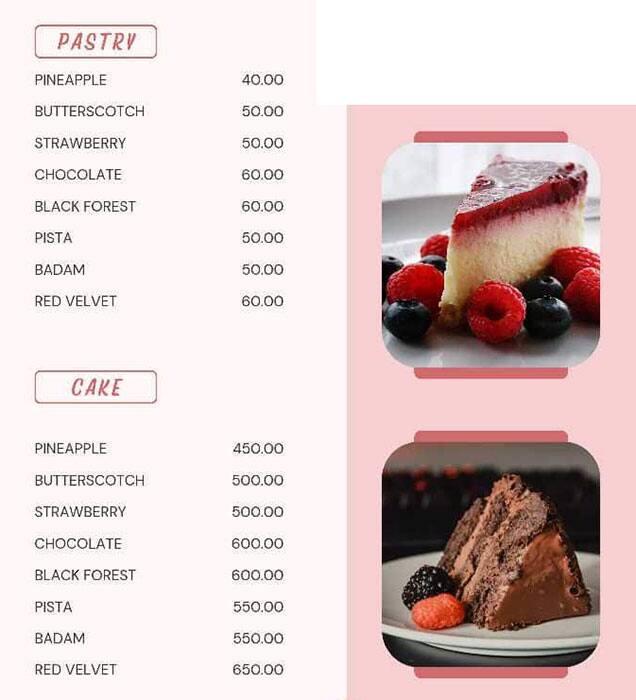 Menu of Gulzar House Bakery, Jeedimetla, Hyderabad