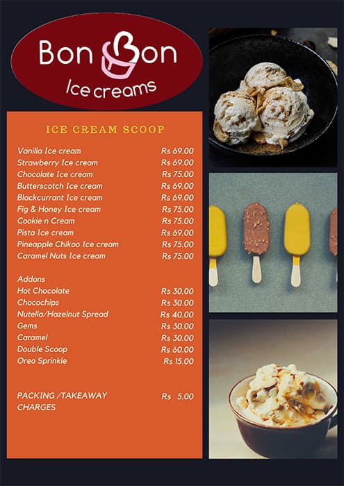 Bon Bon menu