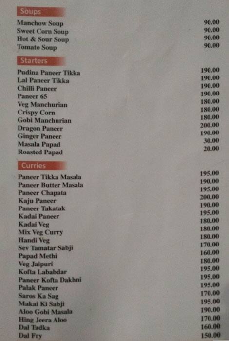 Hotel Mansingh menu