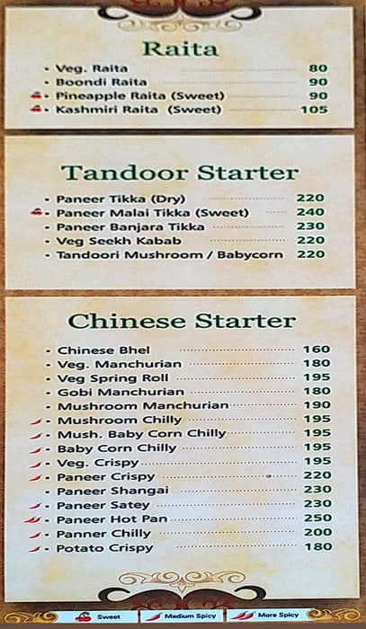 Hotel Brahma Garden menu
