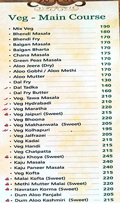 Hotel Brahma Garden menu