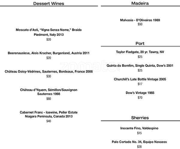 Menu at Le Bernardin restaurant, West New York
