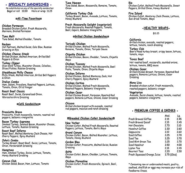 Menu at Best Bagel & Coffee cafe, New York City