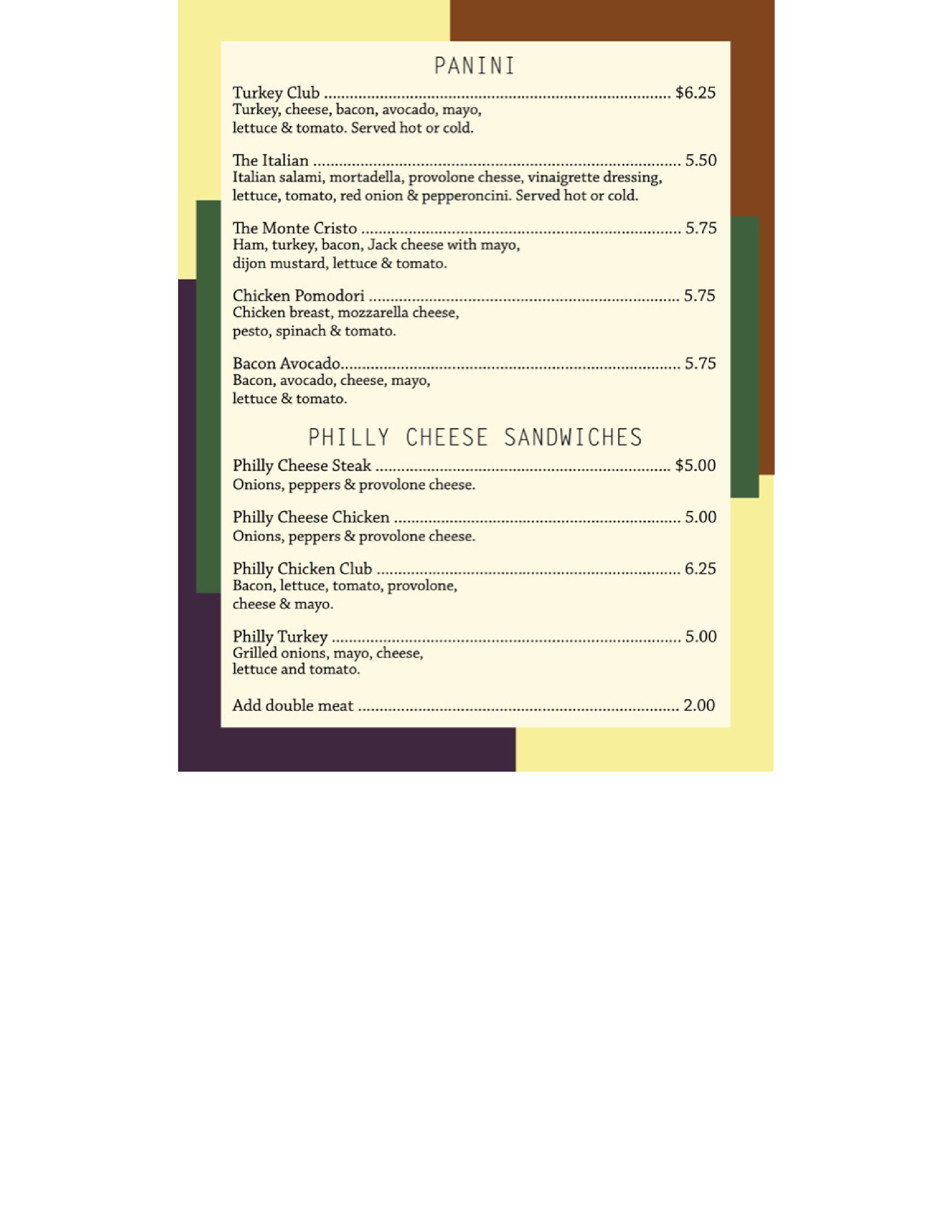 Menu at 3rd & U Café cafe, Davis