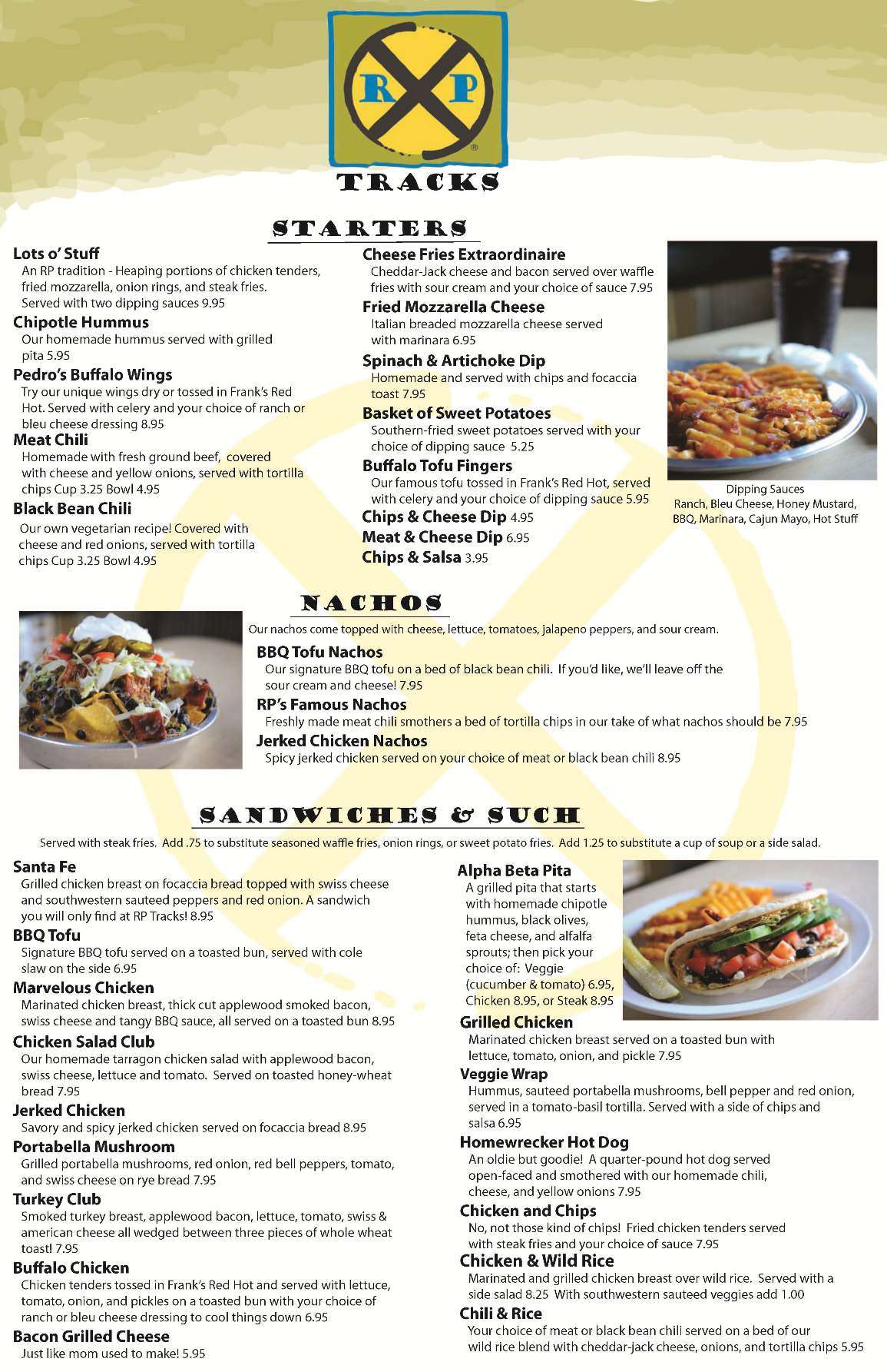 Menu at RP Tracks Restaurant & Bar, Memphis, Walker Ave