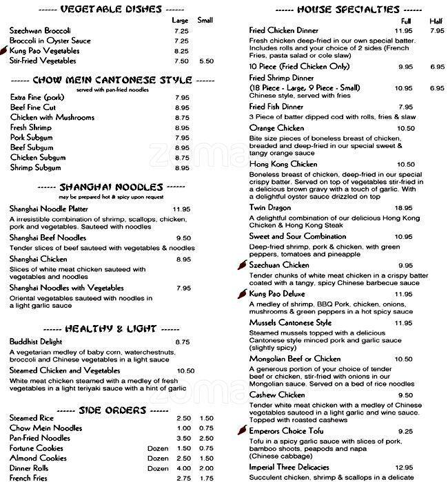 Carta del restaurante Chop Suey Hut, Woodstock