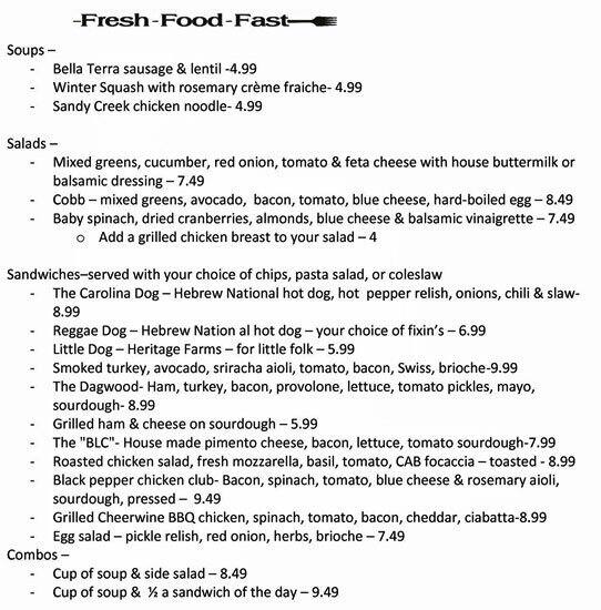 Provisions Menu, Menu for Provisions, Waxhaw, Charlotte Urbanspoon/Zomato