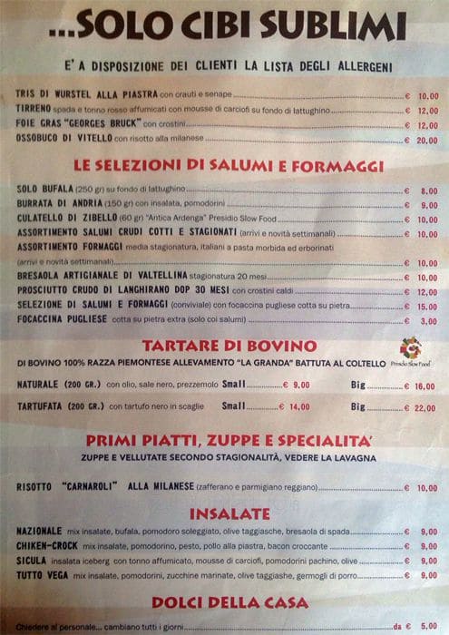 Menu di Bibendum 
