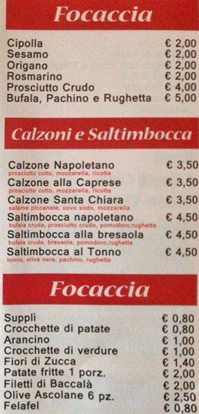 Menu di La Strega 