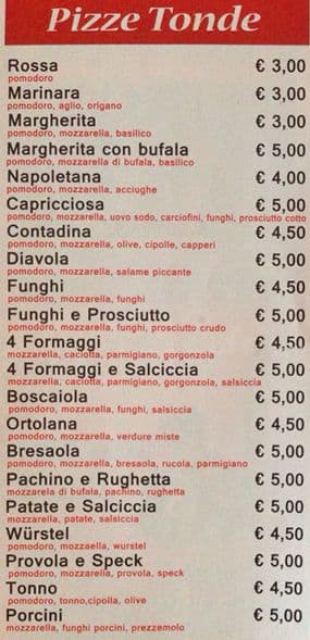Menu di La Strega 